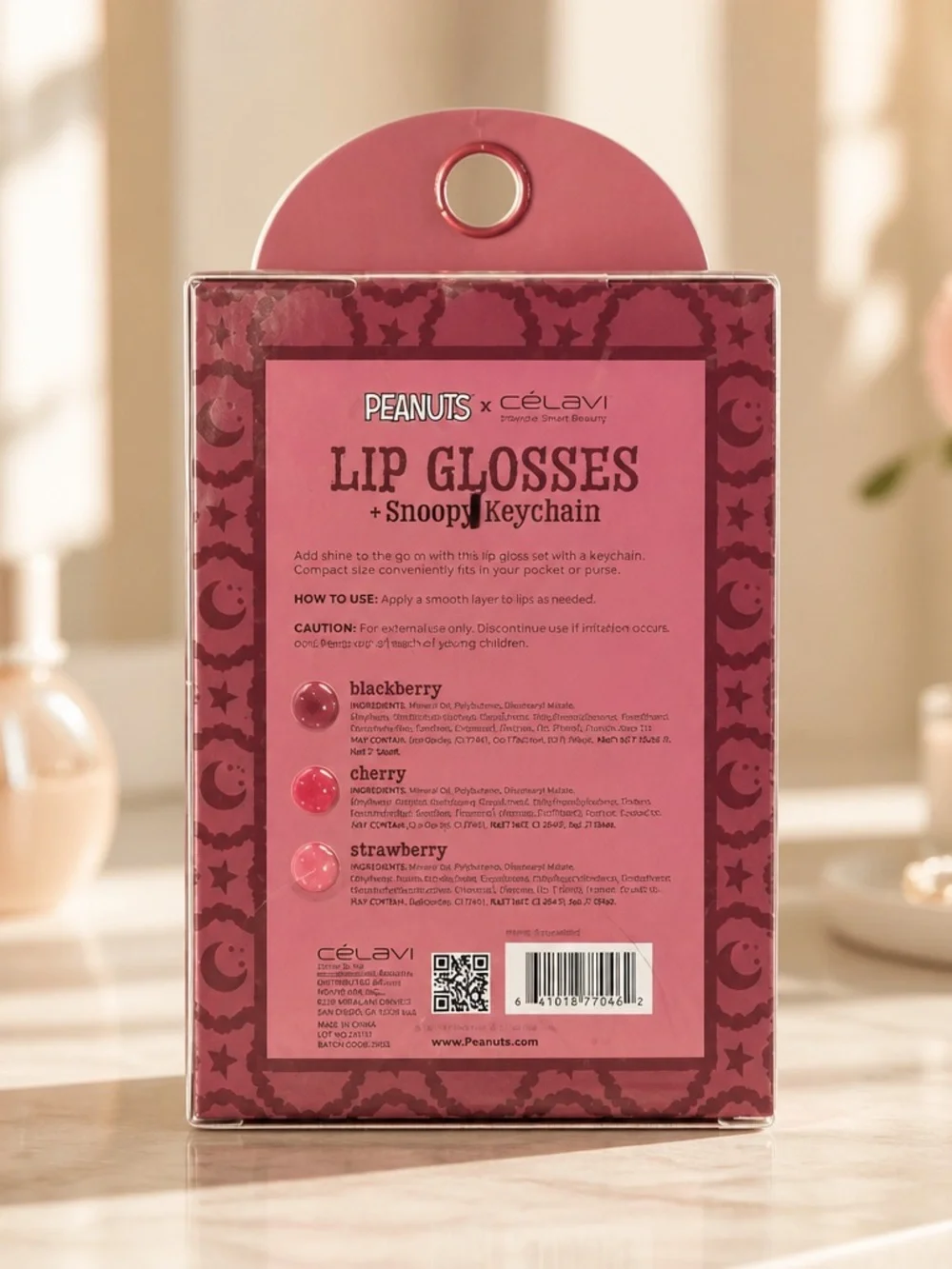 PEANUTS x Celavi Snoopy 3 Lip Glosses + Mystery Keychain Blind Box